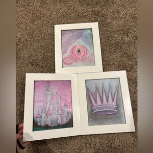 Cinderella’s Castle, Carriage and Crown Wall Art Set of 3